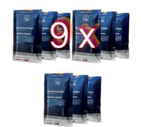 Desengrasante limpiador lavavajillas 9 sobres de 45 gr 00312193 compatible con Bosch, Siemens, Neff Gaggenau, elimina olores, incrustaciones grasas, residuos, con llavero fluorescente de regalo