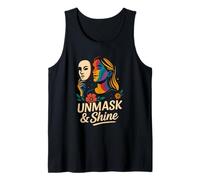 Desenmascarar y Brillar Neurodiversidad TDAH Niña Autismo Conciencia Camiseta sin Mangas