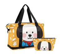 Deseos personalizados Caton Linda bolsa blanca grande para perros bolsa para artículos personales con correa ajustable para deportes impermeable, deseos personalizados Caton hermoso perro blanco, 1,