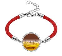 Desert Along the Way to the Silk Road Map - Pulsera de cuerda roja de la suerte, hecha a mano