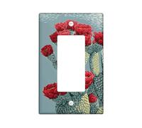 Desert Bloom - Placas de cubierta para interruptor de luz/cubiertas de salida, flores de cactus rojas vibrantes para decoración de pared, placas de pared termoplásticas, balancín individual de tamaño