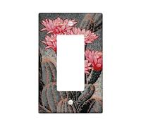 Desert Bloom - Placas de cubierta para interruptor de luz/cubiertas de salida, flores de cactus rojas vibrantes para decoración del hogar, placas de pared termoplásticas, balancín individual de tamaño