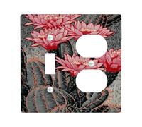 Desert Bloom - Placas de cubierta para interruptor de luz/cubiertas de toma, flores de cactus rojas vibrantes para decoración del hogar, placas de pared termoplásticas, tamaño estándar dúplex