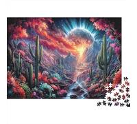 Desert Cacti Under Glowing Alien Planet Rompecabezas 1000 Piezas - Adultos, Regalo, Juego Familiar, Scenery Puzzle, Decoración del Hogar 70x50cm/1000pcs