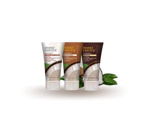 Desert Essence - Champú, Acondicionador y Loción de Manos y Cuerpo de Coco - Formato de Viaje - Paquete de trío - 3 x 44mL