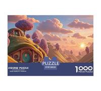 Desert Landscape at Sunset 1000 Pcs Cartón Fuerte Rompecabezas Hobbit-Style House Imposible, Difícil Juego Familiar Puzzle para Niños Pequeños 38x26cm/1000pcs
