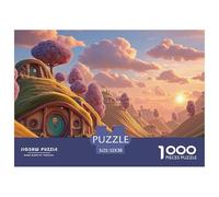 Desert Landscape at Sunset 1000 Pcs Cartón Fuerte Rompecabezas Hobbit-Style House Liberador De Estrés Juego Creativo Puzzle para Niños Pequeños 52x38cm/1000pcs