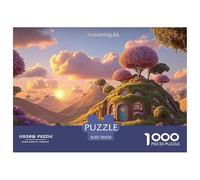 Desert Landscape at Sunset 1000 Pcs Cartón Rompecabezas Hobbit-Style House Imposible, Difícil Juego Familiar Puzzle para Adultos Y Niños 70x50cm/1000pcs