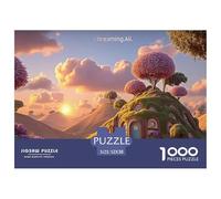Desert Landscape at Sunset 1000 Piezas Cartón Rompecabezas Hobbit-Style House Imágenes Vibrantes Juego Creativo Puzzle para Adultos Y Niños 52x38cm/1000pcs