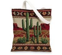 Desert Scene - Bolsa de lona rústica, ligera, respetuosa con el medio ambiente, con correa para el hombro, 33 x 38 cm