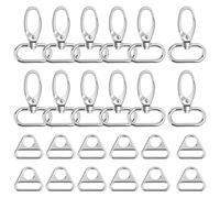 DesertBoy 24 Pcs Ganchos de Presión Giratorios, Hebilla Bolso con Gancho Giratorio, Anillos en D Gancho Giratorio Hebilla Deslizante, para la Hacer Bolsos, Collar para Mascotas, DIY Artesanía Mochila