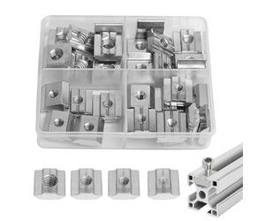 DesertBoy 40 Piezas Tuercas Deslizantes, M4 M5 M6 M8, Tuerca de Ranura en T, Tuercas de T-Ranura, T Tuerca de Acero Carbono Serie 3030, para Ranura de Extrusión Perfil Aluminio Estándar de Serie 30
