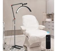 DESGNT Lámpara de extensión de pestañas,LED Half Moon Lamp profesional,Lámpara de pestañas,Lámpara de pie con cabezal ajustable 360°,3000K-6000K,para tatuadores,maquilladores.