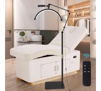 DESGNT Lámpara LED para pestañas, lámpara de media luna para extensiones de pestañas, 20" 36w, 3 temperaturas de color, cabezal giratorio 360° con soporte para teléfono móvil.