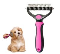 Deshedding Brush for Dogs and Cats, Undercoat Rake Pet Brush for Long Hair - Comb Dematting Comb Removes Tangles Knots and Loose Fur, Grooming Tool for Thick Coats, Double Teeth Coat Dual-Sided Tool