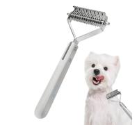 Deshedding Brush, Grooming Rake, 7,56 x 3,43 in Portable Pet Comb, Double Teeth, Ergonómico Handle, Professional Groom Set for Medium Large Dogs and Cats at Home, Salon