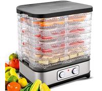 Deshidratador con regulación de temperatura, 8 niveles, deshidratador extraíble, regulación de temperatura 35-70 ℃ para carne, frutas, verduras y nueces, 400 W, button, sin BPA