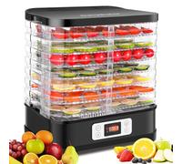 Deshidratador de acero inoxidable 400 W, deshidratador para frutas, carne y hierbas, incluye 8 capas de secado, láminas de deshidratación, deshidratador con regulador de temperatura de 35 - 70 °C