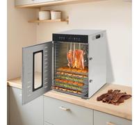 Deshidratador de acero inoxidable con 16 niveles, control de temperatura de 20 - 90 °C, temporizador de 24 horas y libro de recetas, 1370 W, doble ventilador deshidratador para un secado eficiente de