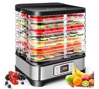 Deshidratador de Alimentos 400W con 8 Bandejas Apilables, Secador de Frutas y Verduras con Control de Temperatura y Temporizador, Libre de BPA, para Carne, Hierbas y Snacks