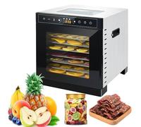 Deshidratador de alimentos con 6 bandejas espacio de secado de 3.6ft²Bandejas de acero inoxidable de 400W Secado rápido(86°F-194°F) Ideal para cecina,golosinas para perros,hierbas,carne,frutas