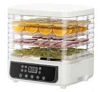 Deshidratador de alimentos con 6 niveles, temperatura ajustable y temporizador de 24 horas, eficiente cafetera para frutas y carne, diseño que ahorra espacio, apto para lavavajillas, color blanco