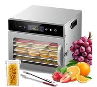 Deshidratador De Alimentos De Acero Inoxidable Con 6/8 Bandejas, Secador Eléctrico De Frutas Con Pantalla Táctil Led Y Clip Para Alimentos, Tarro Para Frutos Secos, Temperatura Ajustable De 6 layers