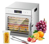 Deshidratador De Alimentos De Acero Inoxidable Con 6/8 Bandejas, Secador Eléctrico De Frutas Con Pantalla Táctil Led Y Clip Para Alimentos, Tarro Para Frutos Secos, Temperatura Ajustable De 8 layers
