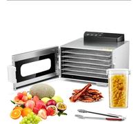 Deshidratador De Alimentos De Acero Inoxidable De 6 Niveles, Máquina Secadora De Frutas De 1000 W Con Clip Para Alimentos, Tarro Para Frutos Secos, Ajuste De Temperatura/tiempo De 30-90 ℃