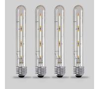 DESHOME Bombilla larga E27 Bombillas tubulares 3W LED Edison Bombilla de rosca No regulable 2700K Blanco cálido Cubierta de cristal transparente para hogar, cocina, T185 Paquete de 4