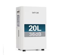 Deshumidificador 20L con Indicador Digital de Humedad,Deshumificadores de humedad Deshumidificador para Hogar hasta 60m² con Apagado Automático, Ideal para, Baños, Dormitorios, Sótanos (20L Blanco)