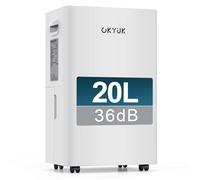 OKYUK Deshumidificador eléctrico de 10 l con indicador digital de humedad, deshumidificador para el hogar, 60 m², con apagado automático, ideal para autocaravanas, baños, sótanos (20 l blanco)