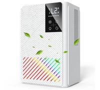 Deshumidificador 2500ML, Deshumidificadores de Humedad con Pantalla LED y Luces de 7 Colores, Apagado y Descongelación Automático, Temporizador, Deshumidificador Silencioso para Baño, Dormitorio