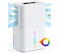 Deshumidificador 2700ML, Deshumidificador Eléctrico Silencioso Temporizador, Modo Sueño, Luz Nocturna de 7 Colores, Portátil, Ideal para Apartamentos, Baños y Sótanos (550ML/24H)