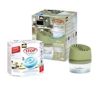 Deshumidificador compacto Pattex AERO 360° Green Colour Collection y 3 recambios de 450 g, reduce la humedad y los malos olores, aparato incl. 3 recambios