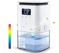 Deshumidificador Doméstico de 1,3 L, Eléctrico Silencioso, Descongelación Automática, Temporizador de 4 a 24 Horas, luz de 7 Colores, Apagado Automático Para Humedad y Moho