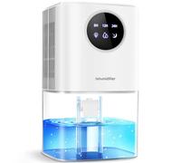 Deshumidificador Silencioso Bajo Consumo, PKBOSS 1700ML Deshumificador Pequeño Portatil con Temporizador y Luz LED de 7 Colores, Electrico Desumidifador para Baño Habitacion, Apagado Automático-Blanco