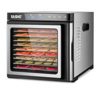 Desidratador de Alimentos de Acero Inoxidable, Control de Temperatura (35-75°C), Temporizador de 48 Horas, 9 Bandejas de Acero Inoxidable, 2 Tamices de Malla, 1 Bandeja para Rollos de Frutas, 1000W