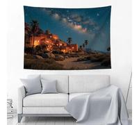 Desierto Cielo Estrellado Aldea Antigua Tapiz De Pared Grande Tapiz Representación Realista Cielo Estrellado Manta De Playa Tapiz Pared Decoración De Dormitorio Sala De Estar Dormitorio 100L X 75An Cm