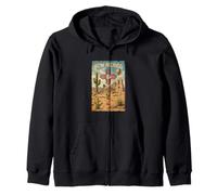Desierto de Nuevo México con símbolo de Sol Zia Vintage Travel Sudadera con Capucha
