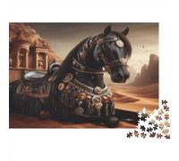 Desierto del Caballo Negro Puzzle 1000 Piezas Papel Reciclado para Adultos Puzzle para Adultos Juego Educativo con desafío Excelente Idea de Regalo para Creatividad y Regalos 38x26cm/1000pcs
