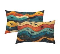 Desierto Fundas Cojines 40x60 Lino Juego de 2, Lujosas Funda Cojin Colorful Súper Suaves y Cómodas, Funda de Almohada con Cremallera Oculta, Fácil Cuidado, Adecuado para Sofá, Cama, Silla S-380