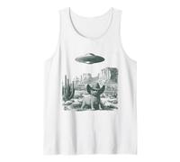 Desierto Gato en Sombrero UFO Encuentro Vintage Grabado Camiseta sin Mangas