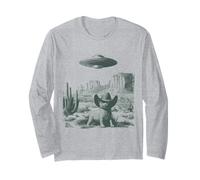Desierto Gato en Sombrero UFO Encuentro Vintage Grabado Manga Larga