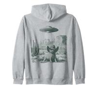 Desierto Gato en Sombrero UFO Encuentro Vintage Grabado Sudadera con Capucha