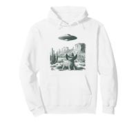 Desierto Gato en Sombrero UFO Encuentro Vintage Grabado Sudadera con Capucha