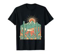 Desierto Montaña Atardecer Cactus Southwest Western Fashion Camiseta