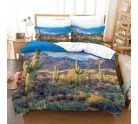 Desierto y Estepa Edredón, Ropa De Cama Paisaje Y Naturaleza, Funda Nórdica Y Funda De Almohada con Cremallera Super King（260x220cm）