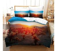 Desierto y Estepa Edredón, Ropa De Cama Paisaje Y Naturaleza, Funda Nórdica Y Funda De Almohada con Cremallera Super King（260x220cm）