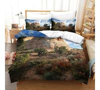 Desierto y Estepa Edredón, Ropa De Cama Paisaje Y Naturaleza, Funda Nórdica Y Funda De Almohada con Cremallera Super King（260x220cm）